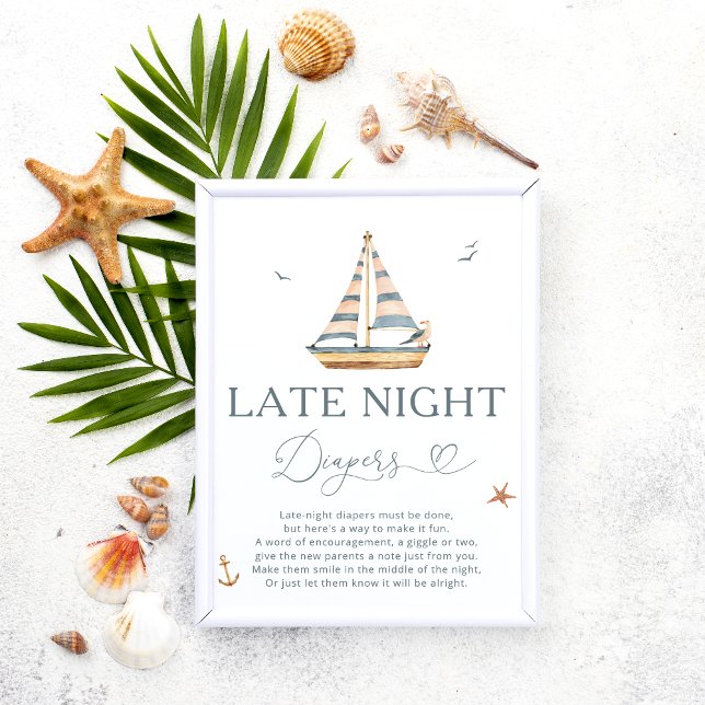 Poster Jeu de Baby shower nautique Diaporama tard la nuit (Créateur téléchargé)