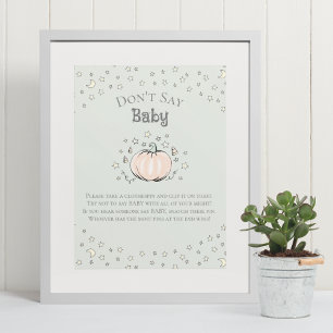 Poster Jeu de Baby Shower 'Ne dites pas Bébé' Citrouille