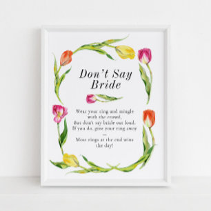 Poster Jeu de Baby Shower pour la Mariée aux Tulipes de P