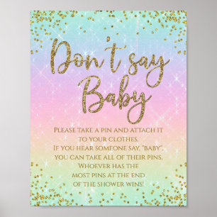 Poster Jeu de baby shower Rainbow Don't Say Baby