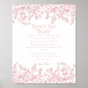 Poster Jeu de baby shower Rose Chinoiserie Ne dites pas b