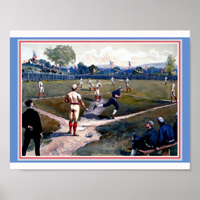 Poster Jeu de baseball 1800 Louis Prang & Co. Copie d'art (Devant)
