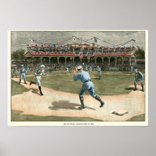 Poster Jeu de baseball 1886 de ligue nationale