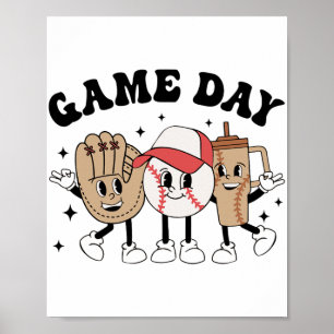 Poster Jeu de Baseball Jour Vintage Fête des mères Femmes