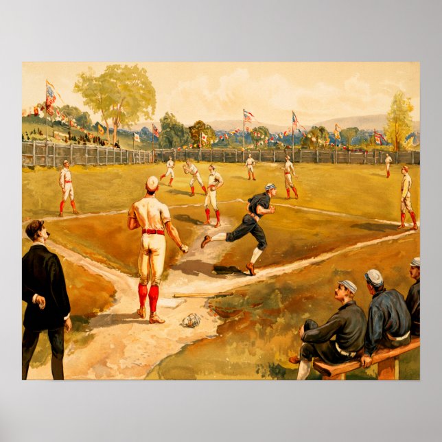 Poster Jeu de baseball vintage (Devant)