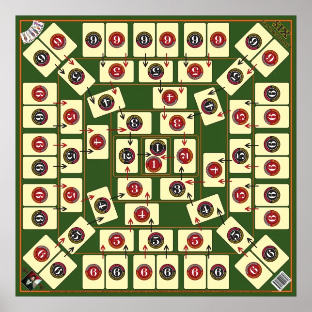 Poster Jeu de cartes de cartes de six générations - Carte (Devant)