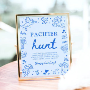 Poster Jeu de chasse à la tétine bébé Saint-Valentin dess