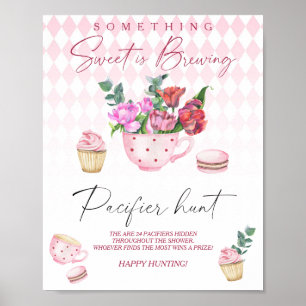 Poster Jeu de chasse à la tétine pour Baby shower - Tasse