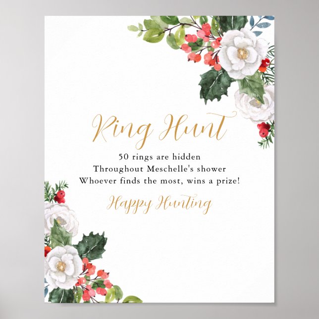 Poster Jeu de chasse à l'anneau de Noël d'hiver pour la d (Devant)