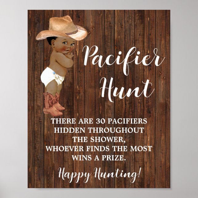 Poster Jeu de chasse pacifique AA Cowboy Baby shower (Devant)
