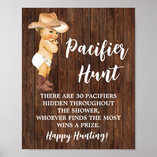 Poster Jeu de chasse pacifique Petit Cowboy Baby shower S (Devant)