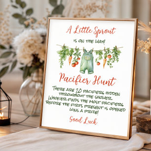 Poster Jeu de chasse pour Baby Shower Little Sprout Cloth