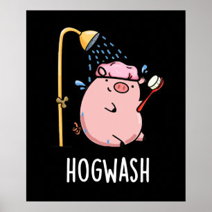 Poster Jeu de cochon amusant Jeu de chien foncé BG