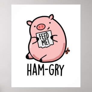 Poster Jeu de cochon animal amusant qui a faim de jambon