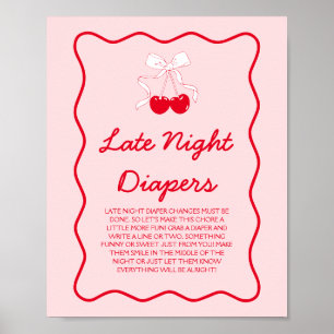 Poster Jeu de couche pour bébé Cerise Baby Shower Late Ni