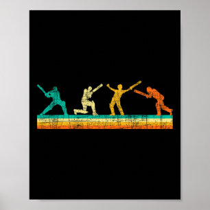 Poster Jeu de cricket coloré - Cricketer Tsman Tting Cric