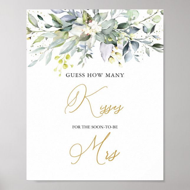 Poster Jeu de devinette de bisous au Eucalyptus Verdure (Devant)