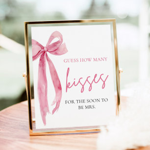 Poster Jeu de devinette de bisous avec un élégant nœud ro