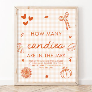 Poster Jeu de devinette de bonbons Fall Gingham Cutie Pie