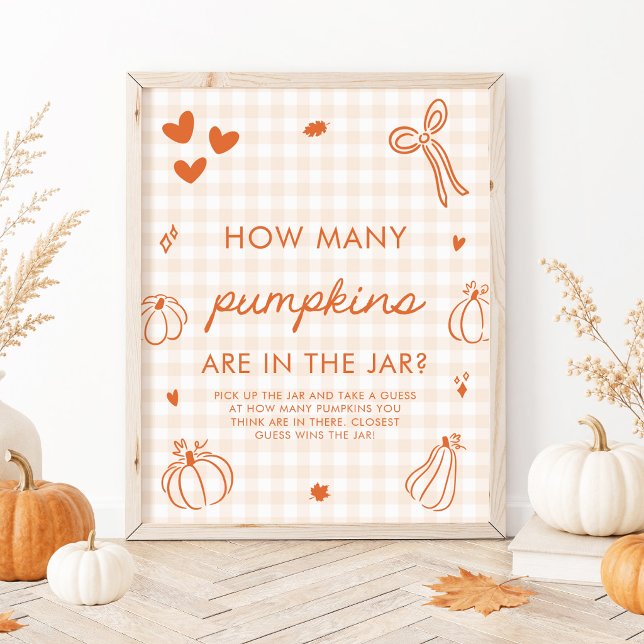 Poster Jeu de devinette de citrouilles « Un petit potiron (Fall A Little Pumpkin Guess How Many Pumpkins Game Sign)