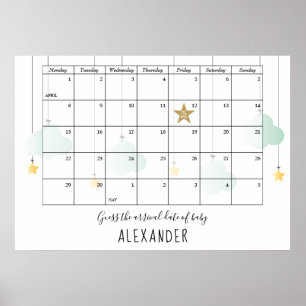 Poster Jeu de devinette de la date prévue pour la baby sh