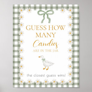 Poster Jeu de devinette pour Baby Shower Canard Vert Ging