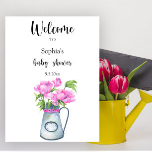 Poster Jeu de fleurs Bienvenue au baby shower