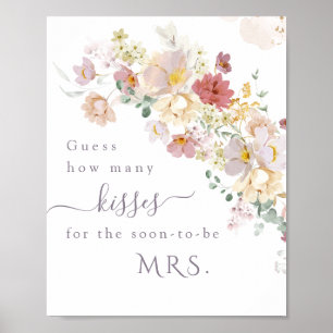 Poster Jeu de mariage floral violet aquarelle de printemp