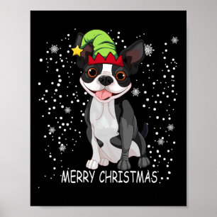 Poster Jeu de Noël de chien de Terrier de Boston Jeu de N