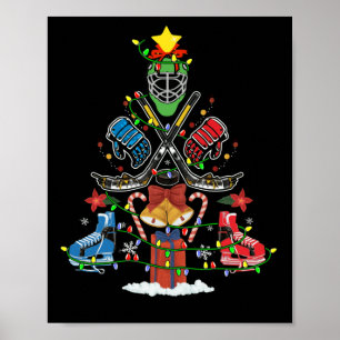 Poster Jeu de Noël de hockey sur glace Arbre de Noël Drôl