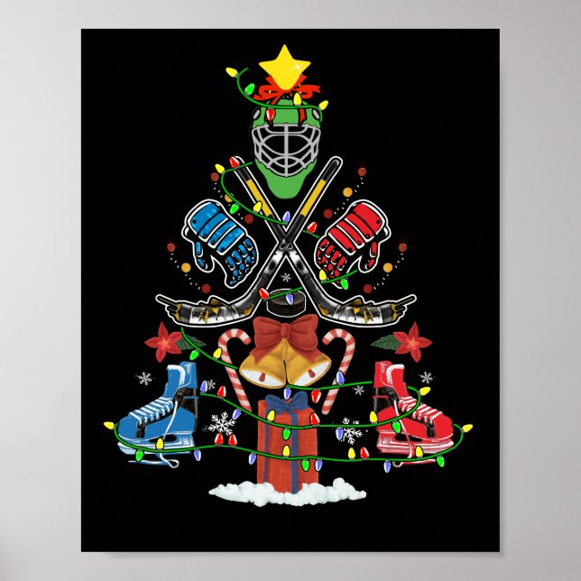 Poster Jeu de Noël de hockey sur glace Arbre de Noël Drôl (Devant)