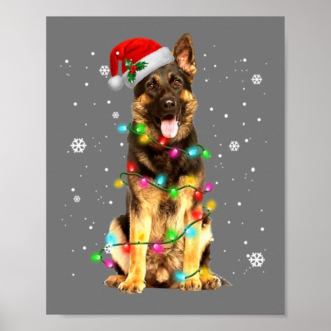 Poster Jeu de Noël de l'arbre de berger allemand (Devant)