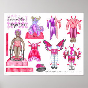 Poster Jeu de poupées en papier Isla et Eliza - Jouer ou