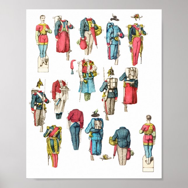 Poster jeu de poupées en papier miniature homme soldat (Devant)