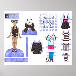 Poster Jeu de poupées papier Alana et Jade - Jouer ou aff