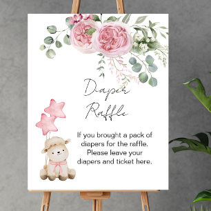 Poster Jeu de raffle de couches doux petit agneau roses r