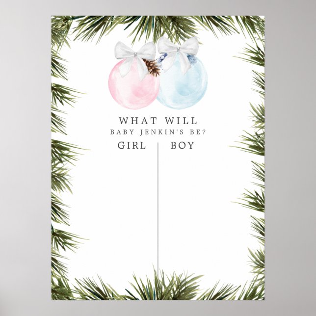 Poster Jeu de révélation de Noël bleu et rose de genre (Devant)