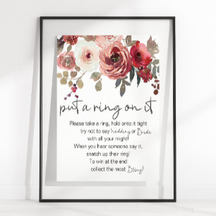 Poster Jeu de Roses Florales Rouge et Blush Mettez un Ann