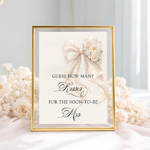 Poster Jeu de Salle de Bain de Mariage Combien de Baisers