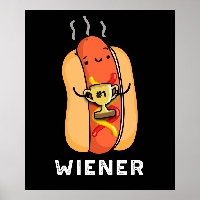 Poster Jeu de saucisse drôle Wiener BG foncé (Devant)