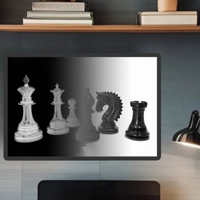 Poster Jeu de stratégie d'échecs noir et blanc (Créateur téléchargé)