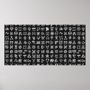Poster Jeu de symboles rune les lettres police. Ancien oc