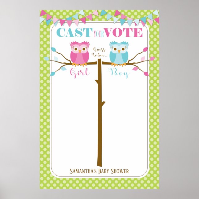 Poster Jeu de vote pour le Baby shower de révélation de g (Devant)