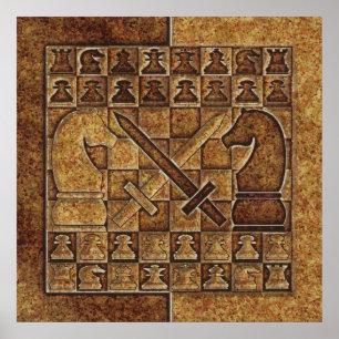 POSTER JEU D'ÉCHECS DANS LA PIERRE