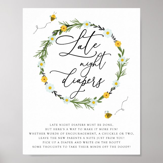 Poster Jeu Des Diapeurs De Baby shower De Nuit. (Devant)