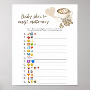 Poster Jeu d'images Emoji Baby Shower Café en préparation