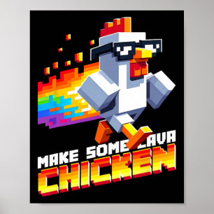 Poster Jeu drôle humour mème faire du pixel art de poulet