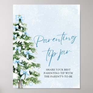 Poster Jeu du pot à conseils de parenting avec un sapin d