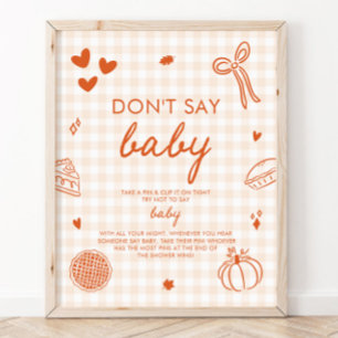 Poster Jeu Fall Orange Gingham Cutie Pie Ne dis pas Bébé