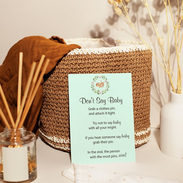 Poster Jeu Floral Sleeping Deer Green "Don't Say Baby" (Créateur téléchargé)